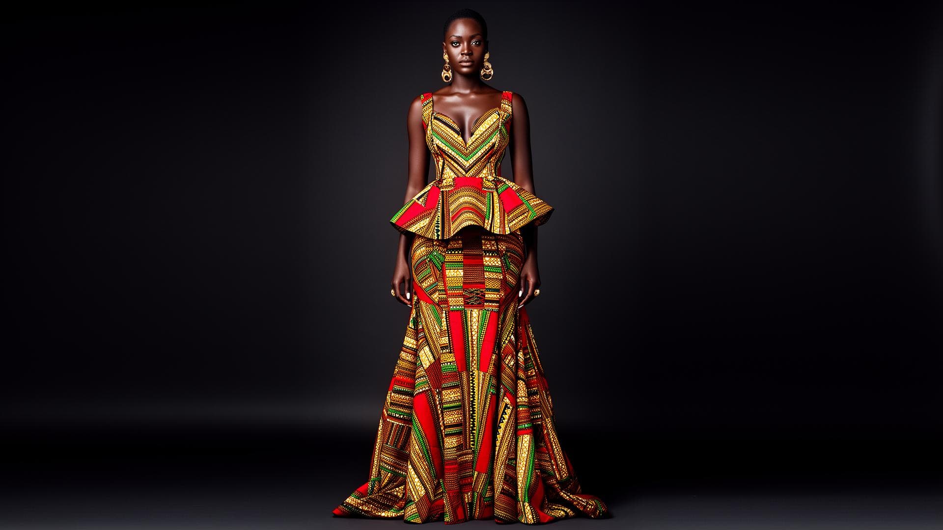 Model wearing an African-inspired gown